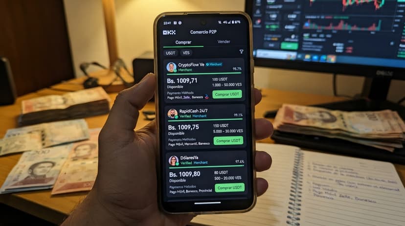 USDT P2P en Venezuela: prima de 15,9% frente al BCV y spread real de 0,03%