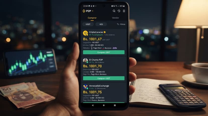 USDT P2P en Venezuela: spread de 3,56% y prima de 15,44% frente al BCV