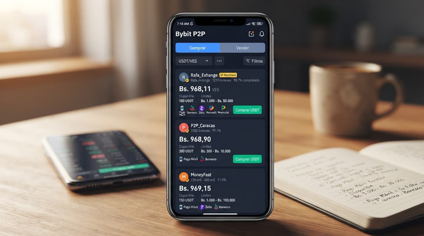 USDT P2P en Venezuela: spread de 6% y precios por banco