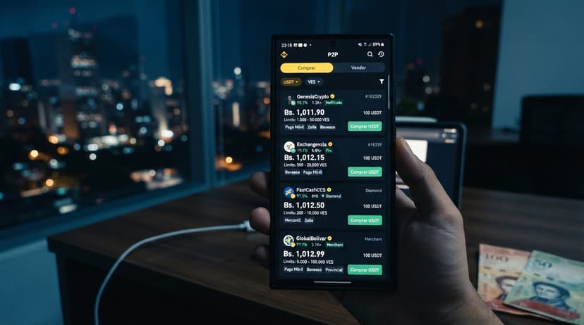 USDT P2P en Venezuela: spread de Bs 32,34 y prima de 16,28% frente al BCV