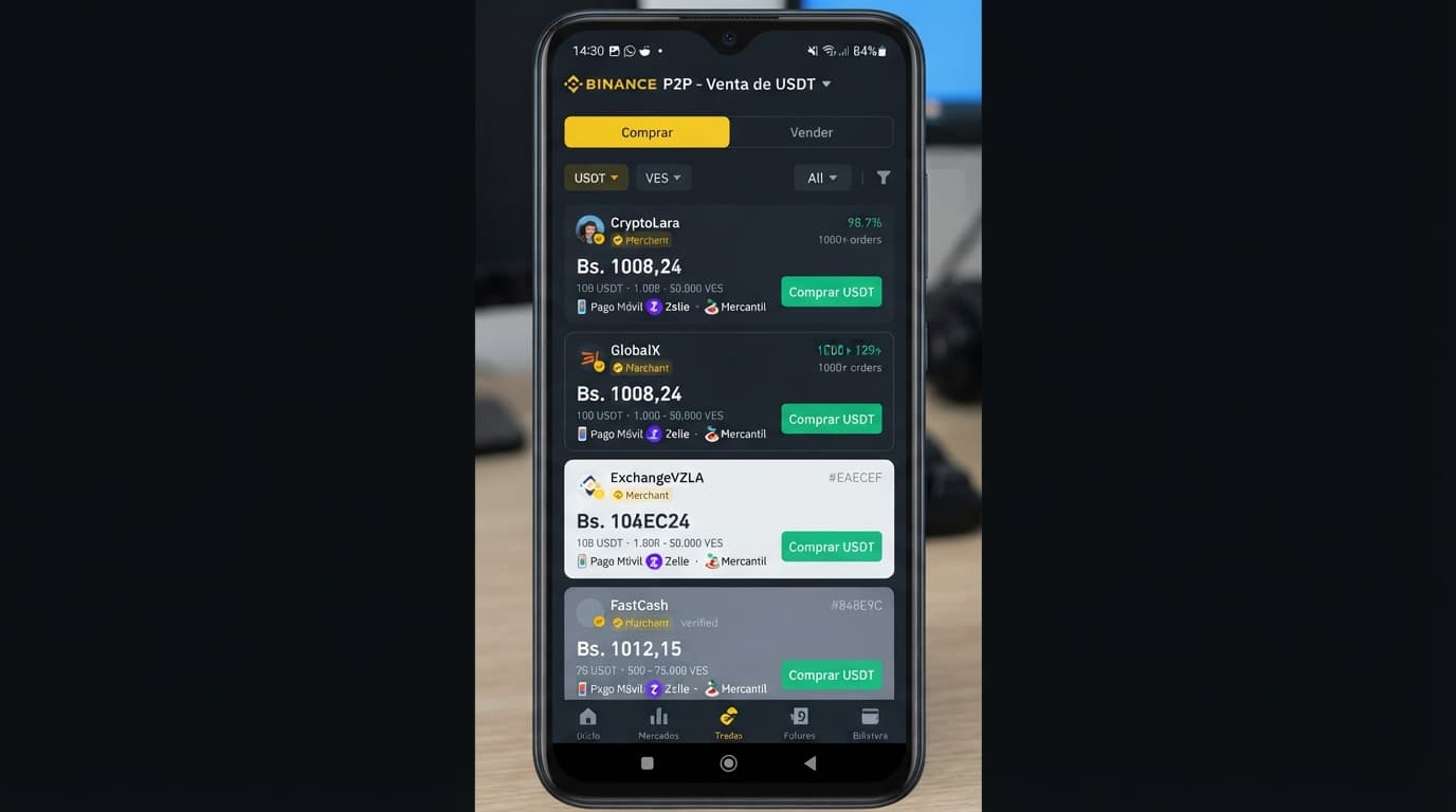 USDT P2P: libro de órdenes muestra 4,4x más compra y venta en Banesco