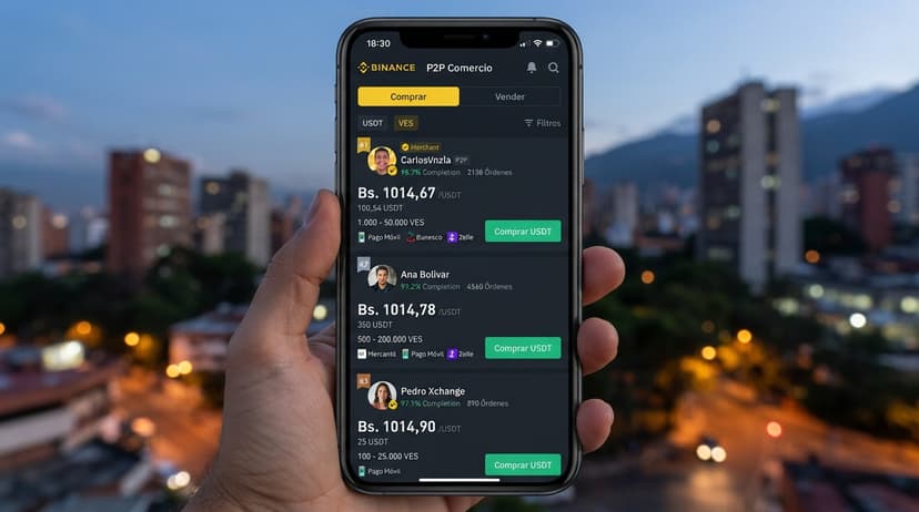 USDT P2P: prima de 16,78% frente al BCV y spread de 3,51% en jornada amarilla