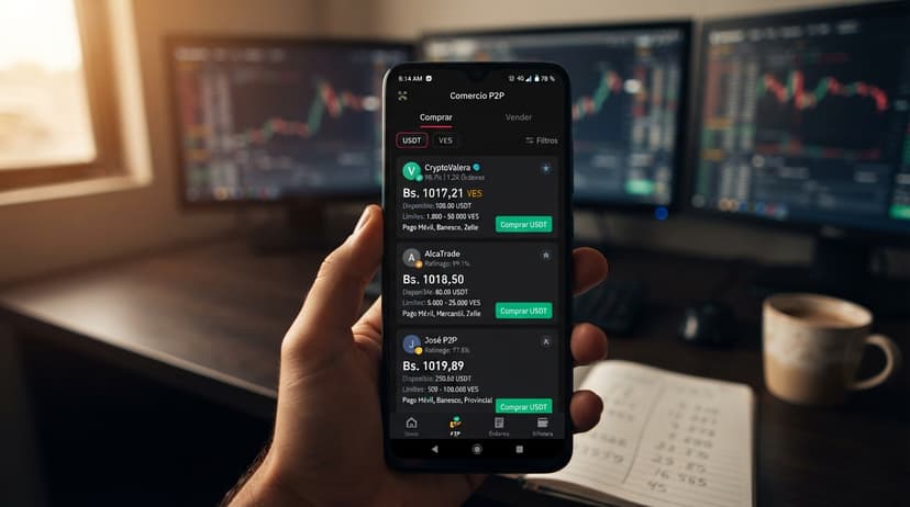 USDT P2P: prima de 19,16% frente al BCV y spread interno de 8,15%