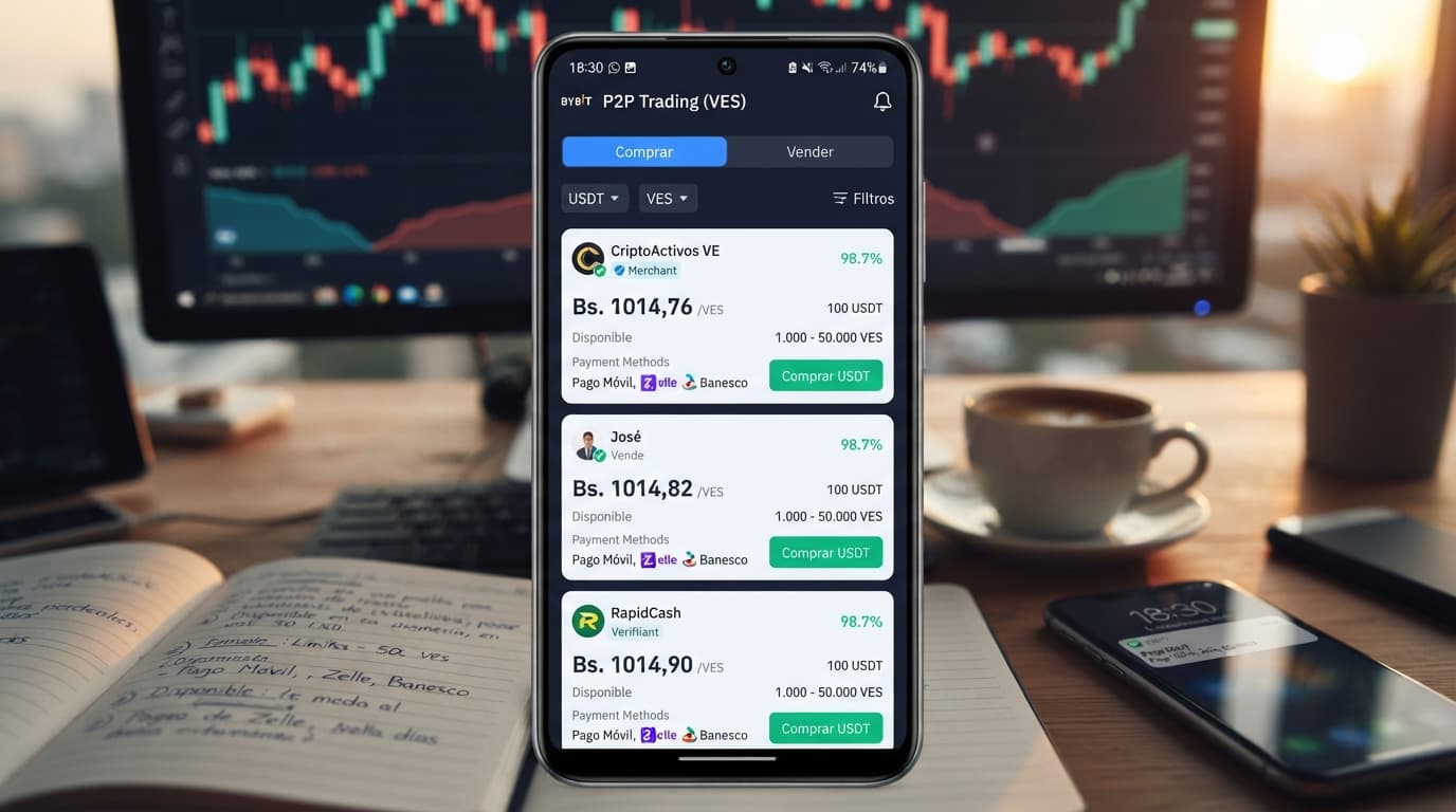 USDT P2P: radar en Bs 1.022,29, order book en Bs 1.013 y prima de 16,6%