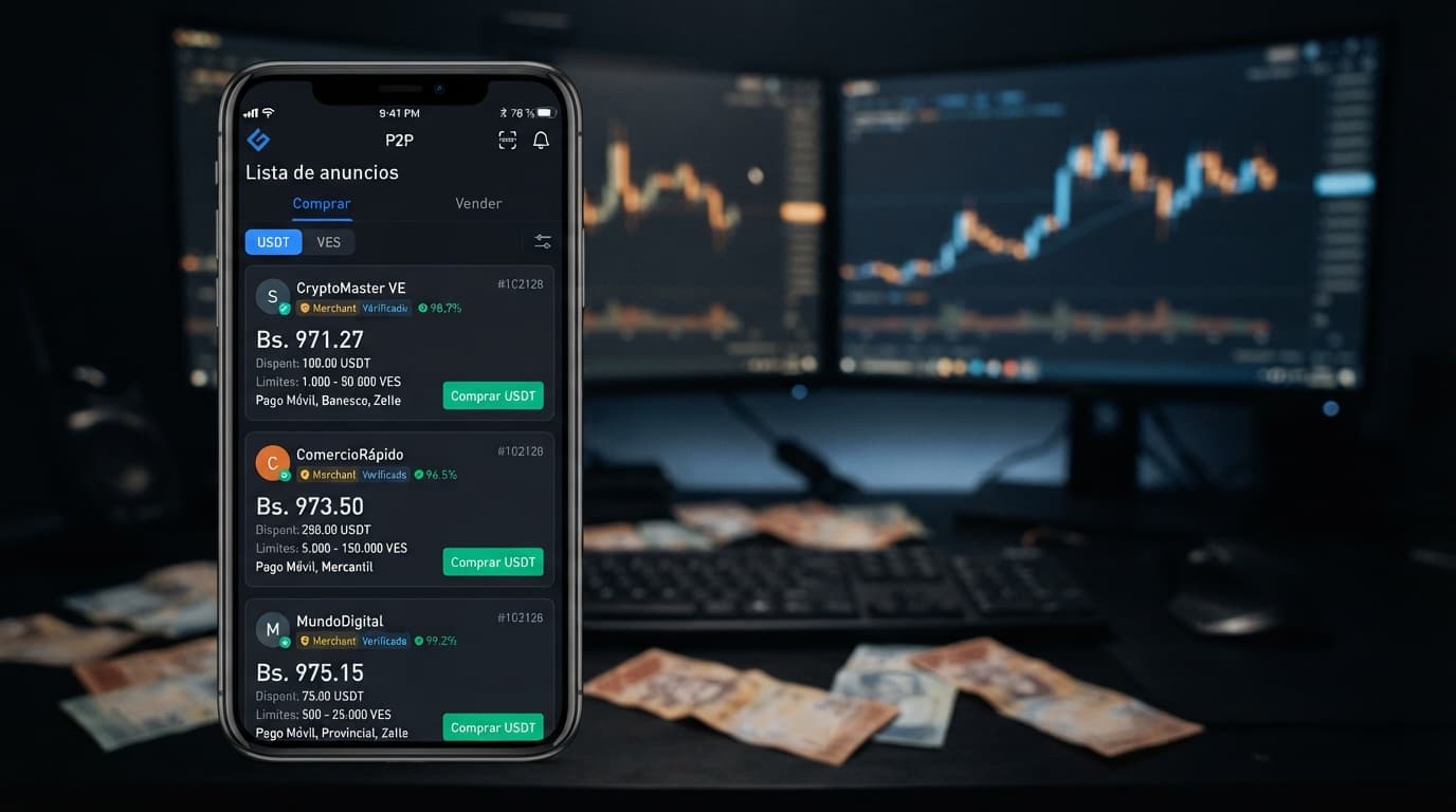 USDT/VES: libro P2P con spread de 0,03% y radar en 4,05%