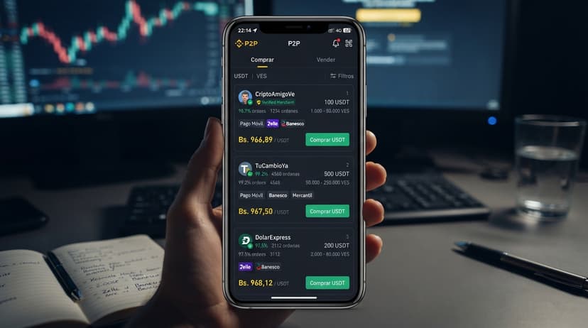 USDT/VES P2P: spread de referencia 4,95% vs. 0,47% del libro de órdenes