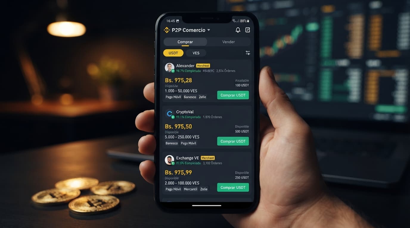 USDT/VES: prima de 12,26% frente al BCV y spread P2P de 3,15% hoy