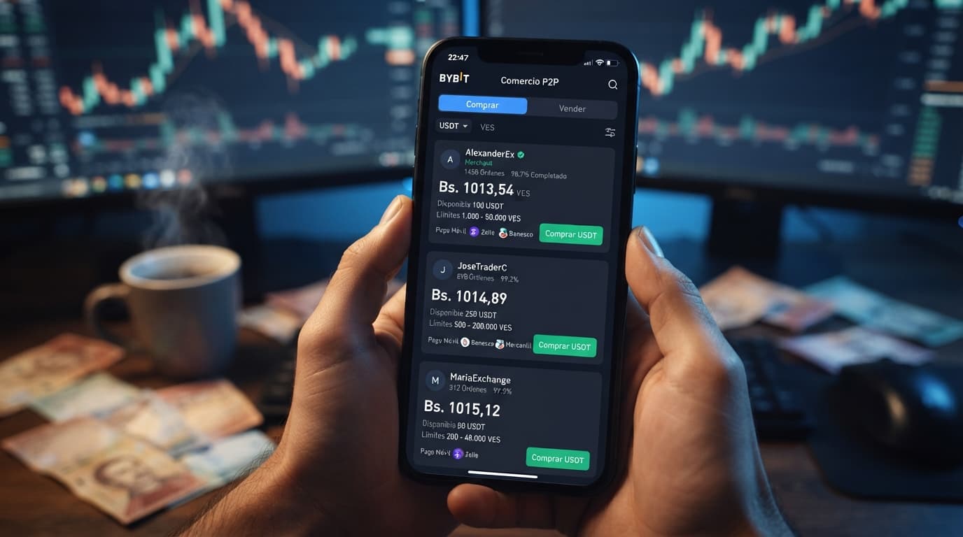 USDT/VES: spread P2P en 29,05 Bs y prima al BCV de 16,06%, banco por banco