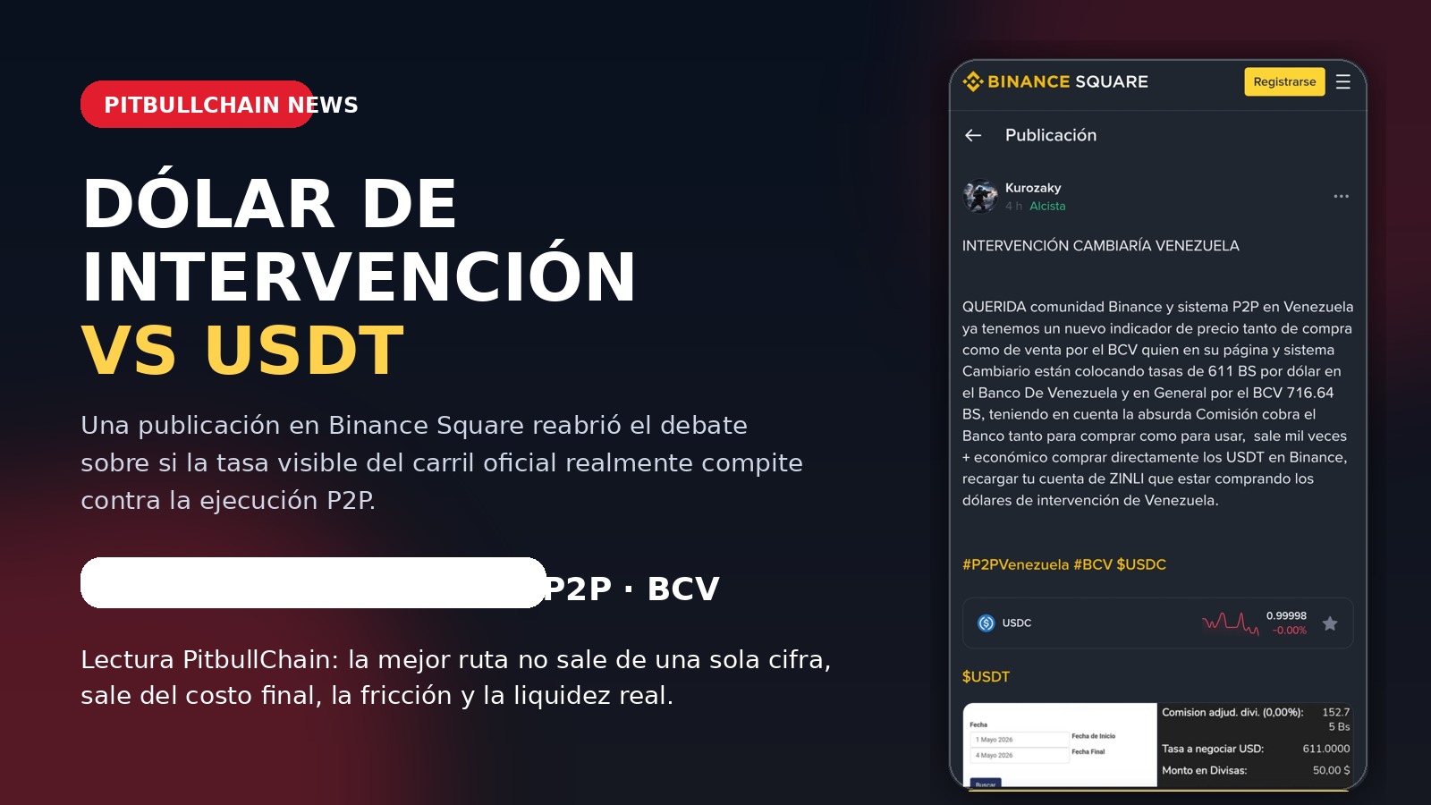 Comparativa entre dólar de intervención y USDT en Venezuela