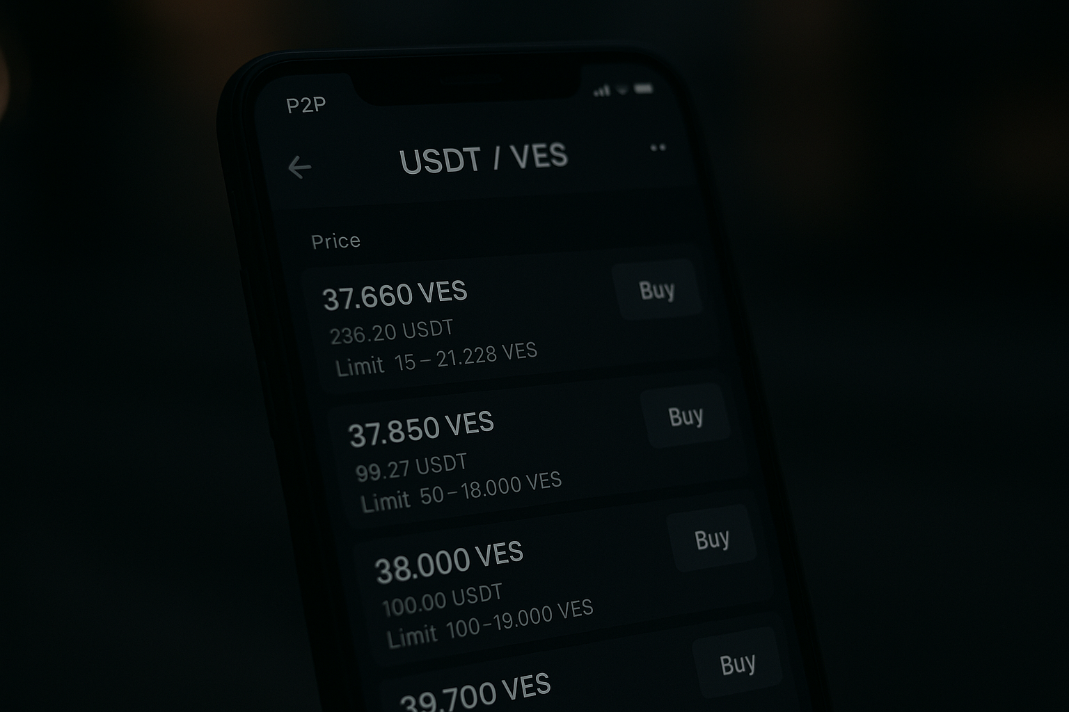 Cierre de mesa USDT VES