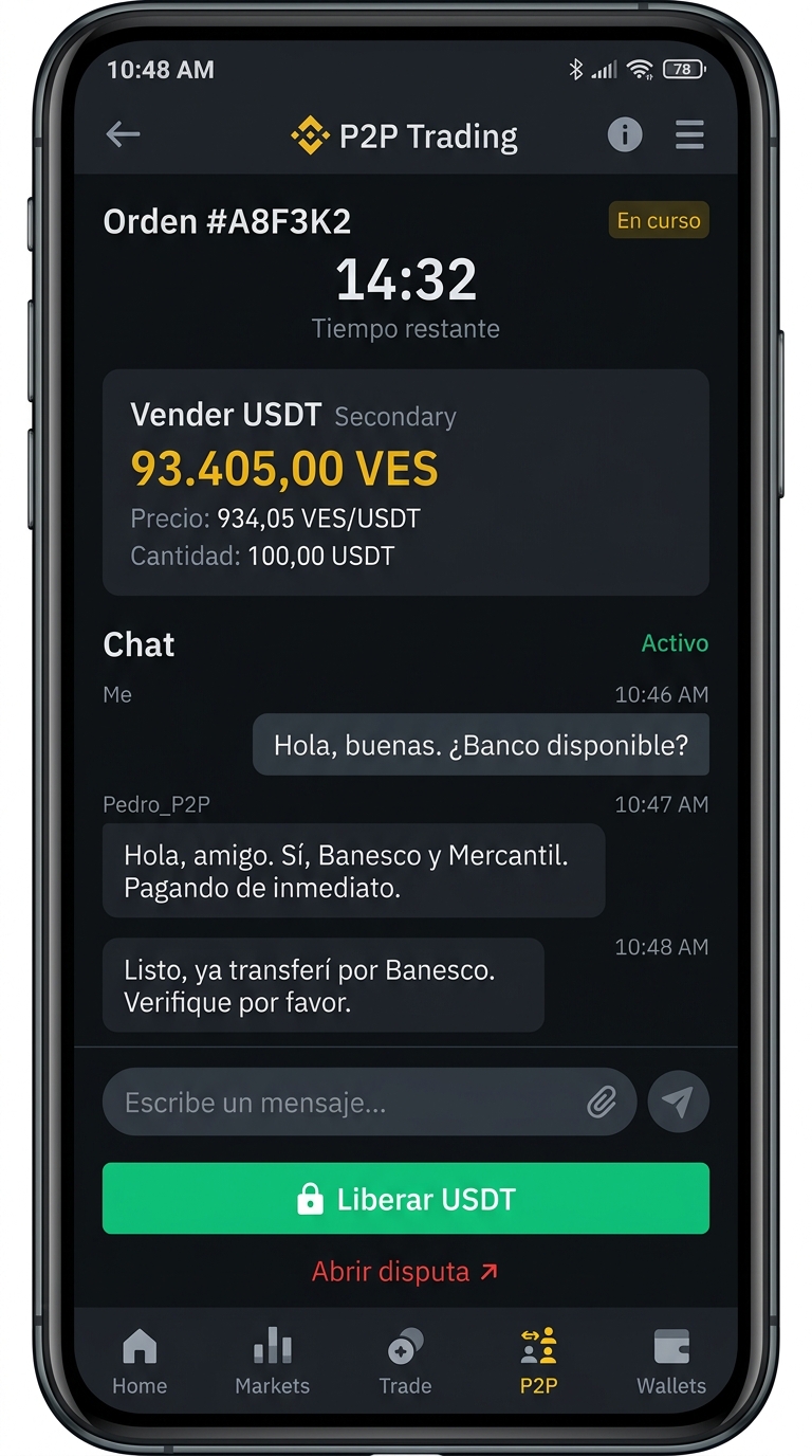 Interfaz móvil de comercio P2P (binance - order-chat)