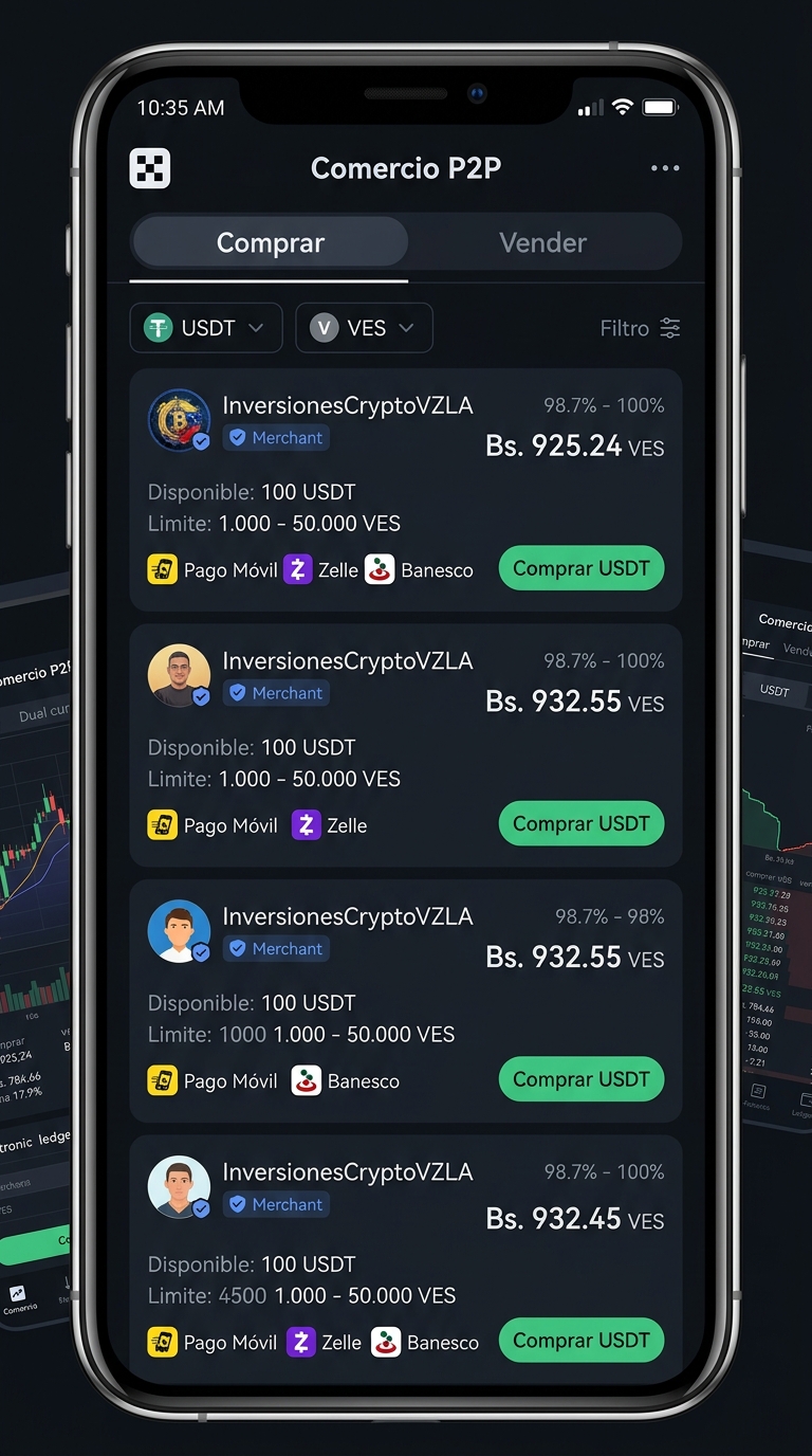 Brecha cambiaria de 23,2%: USDT P2P roza los 967 VES con spread del 10%
