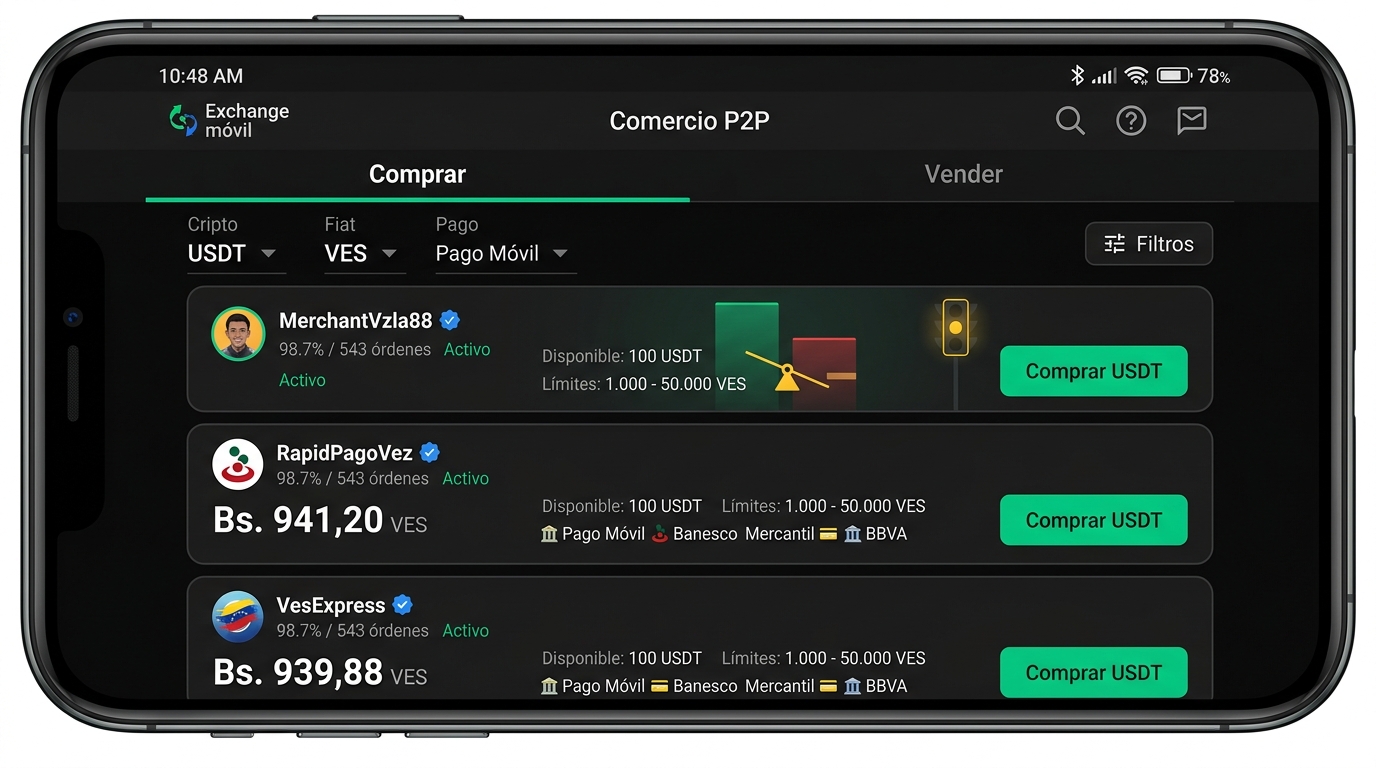 Demanda de USDT supera 2,7x oferta en Binance P2P; spread 6,5% y prima 20,9%