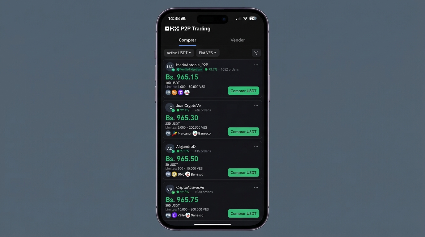 Desequilibrio del 86% en P2P USDT/VES: órdenes de compra superan US$1 millón