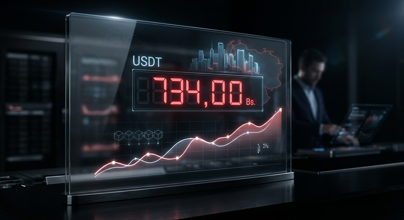 Precio del USDT en Venezuela hoy: 734,00 Bs. según usdt.com.ve