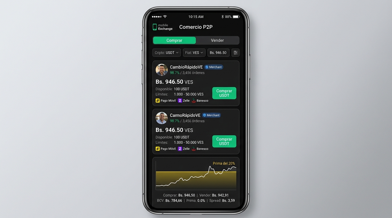 Prima del USDT P2P frente al BCV alcanza 20,6%: análisis del mercado