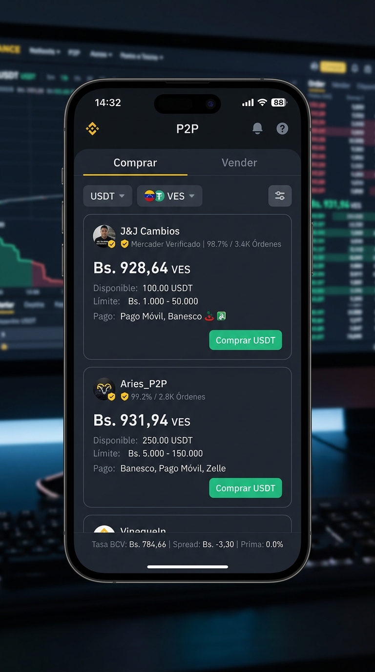 Radar P2P USDT/VES: Brecha del 19.14% frente al BCV y Spreads Bancarios Dispares