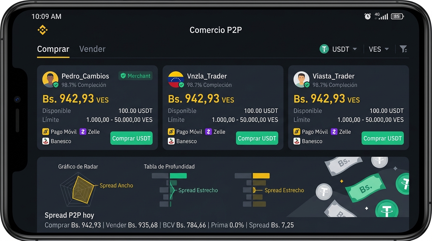 Spread P2P en Venezuela: cómo usarlo a tu favor al comprar o vender USDT