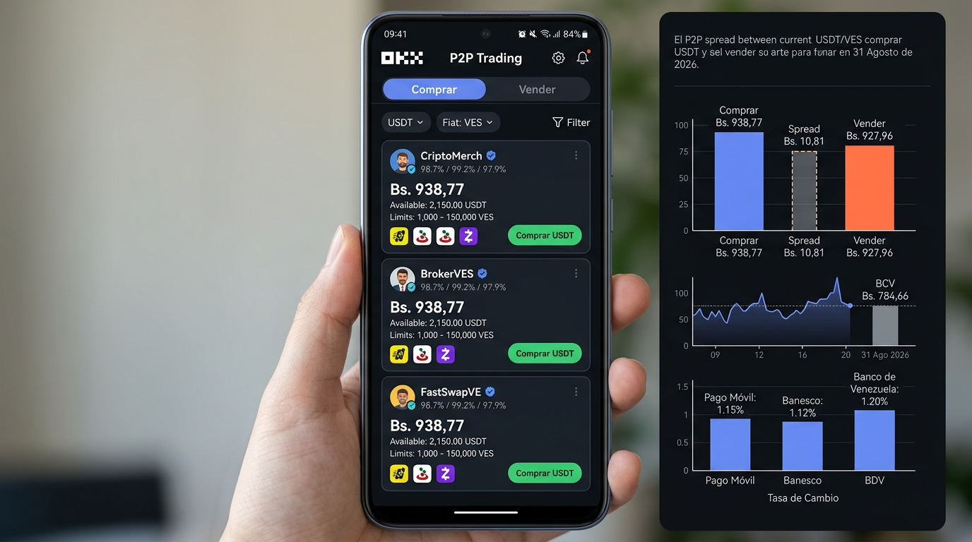 Spread P2P: qué es, cómo calcularlo y usarlo para operar USDT/VES