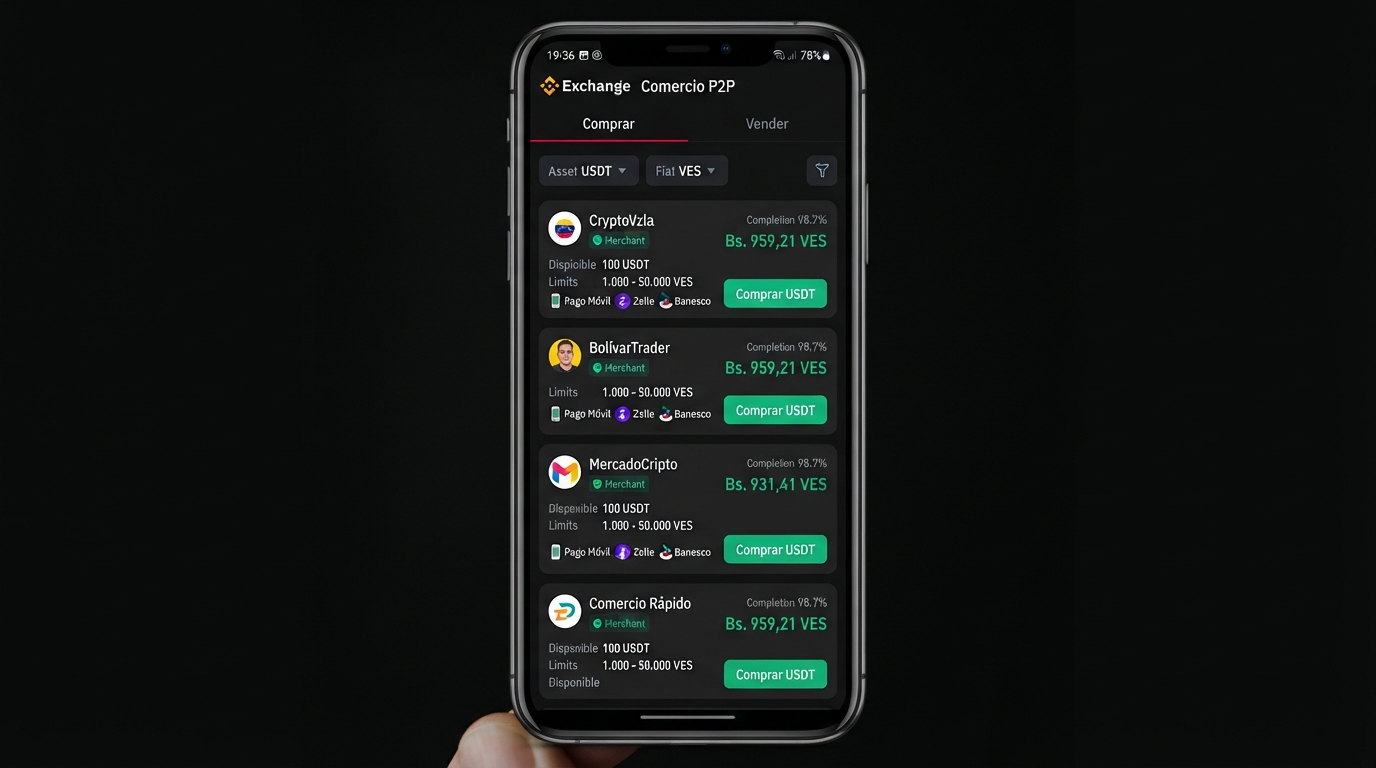 USDT P2P en Venezuela: spread de 3,65% y brecha del 18,54% con BCV