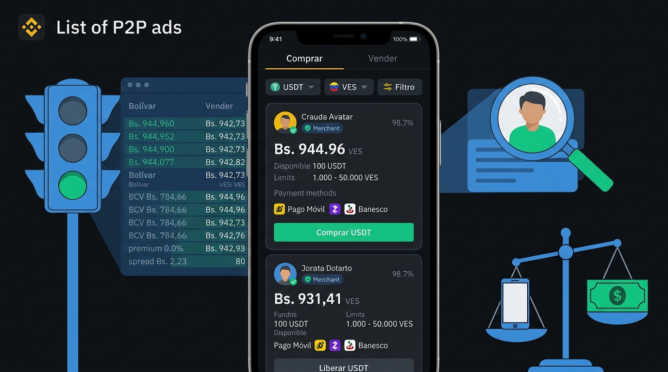 Verifica merchants P2P con semáforo, spread y reputación bancaria